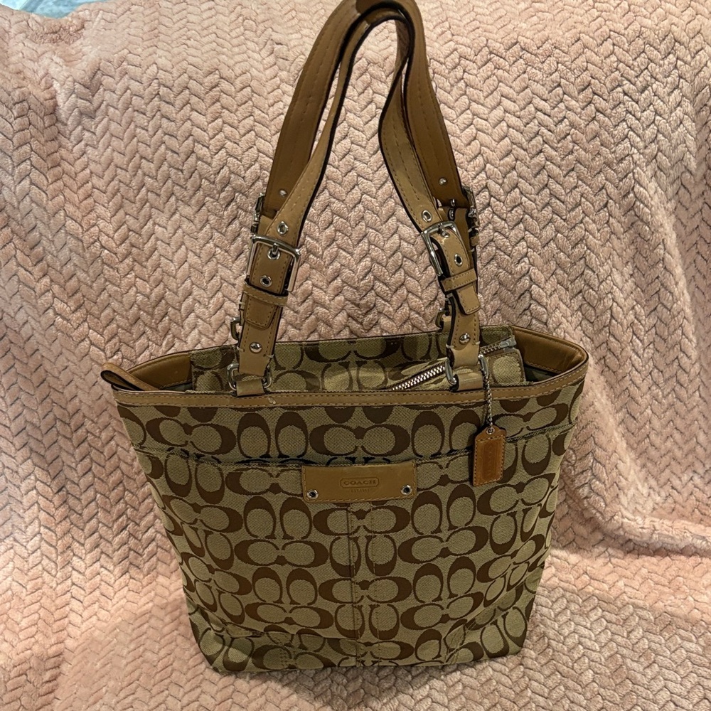 Coach Tan Signature Tote Bag